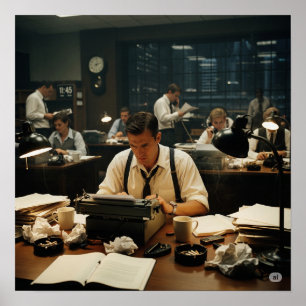 Vintage Newsroom Graphic Poster