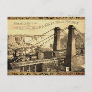 Vintage Niagara Falls Suspension Bridge & Train  Postcard