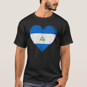 Vintage Nicaragua Flag Heart For Nicaraguan T-Shirt
