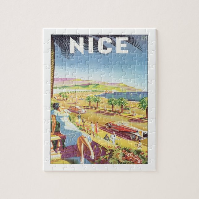 Vintage Nice France Postcard Jigsaw Puzzle (Vertical)