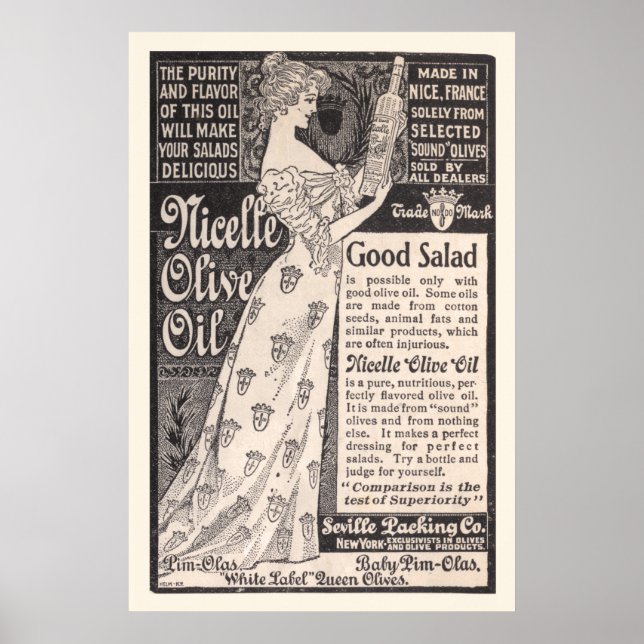 Vintage Nicelle Olive Oil Ad from 1899 Poster (Front)