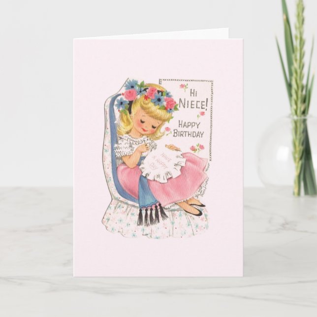 Vintage Niece Cross Stitch Birthday Card (Front)