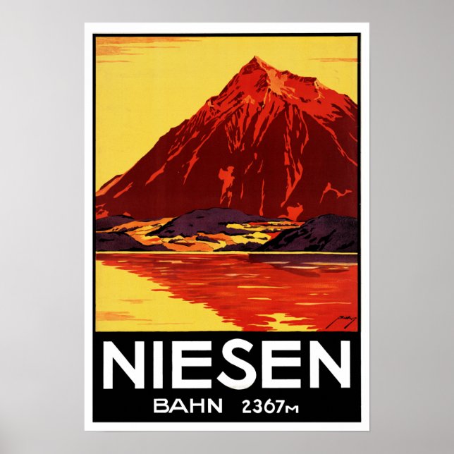Vintage Niesen Bahn Switzerland Travel Poster (Front)