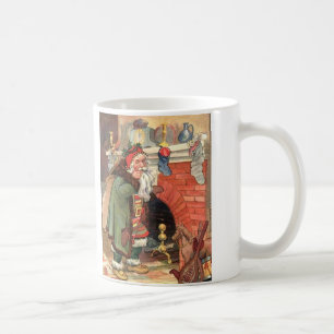 Vintage Night Before Christmas Santa Scene on Mug
