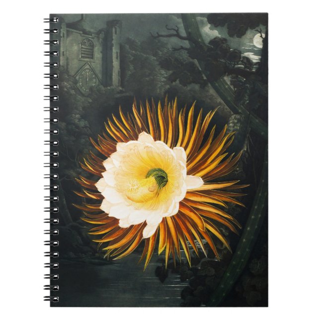 Vintage Night-Blowing Cereus Gothic Art Notebook (Front)