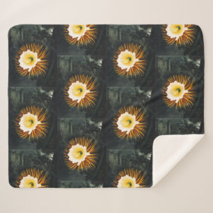 Vintage Night-Blowing Cereus Gothic Art Sherpa Blanket