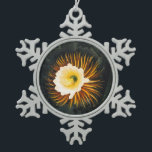 Vintage Night-Blowing Cereus Gothic Art Snowflake Pewter Christmas Ornament<br><div class="desc">Experience the haunting beauty of Robert John Thornton’s "The Night-Blowing Cereus, " a crown jewel from his 1800 masterpiece, The Temple of Flora. This iconic botanical print captures a dramatic cactus bloom illuminated against a mysterious midnight sky. In the background, a Gothic clock tower and a silver moon create a...</div>
