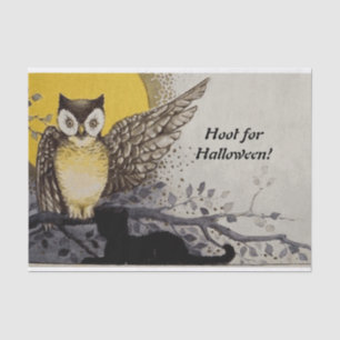 Vintage Night Owl Wing on Branch Moon Tissue Paper