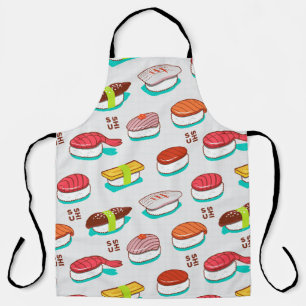 Vintage nigiri sushi, doodle pattern apron