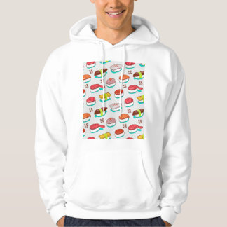 Vintage nigiri sushi, doodle pattern hoodie