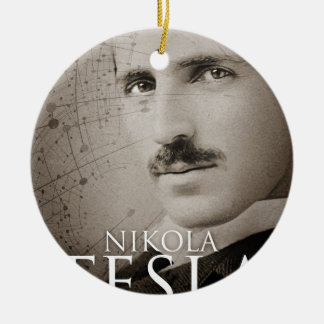 Vintage Nikola Tesla photo Ceramic Tree Decoration