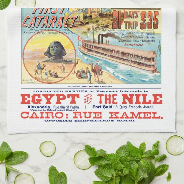 VINTAGE NILE STEAMBOAT TEA TOWEL (Folded)