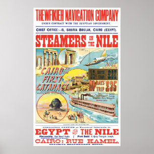VINTAGE NILE STEAMBOAT TRAVEL POSTER