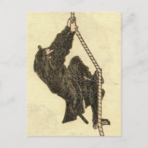 Vintage Ninja 1800's Manga by Hokusai Postcard