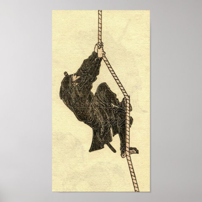 Vintage Ninja 1800's Manga by Hokusai Poster (Front)