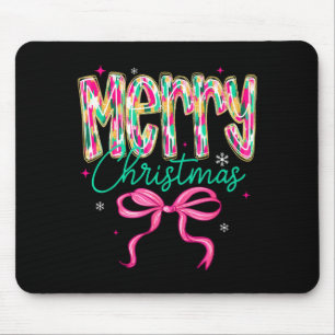 Vintage Nk Merry Christmas Coquette Bow Girl Women Mouse Mat