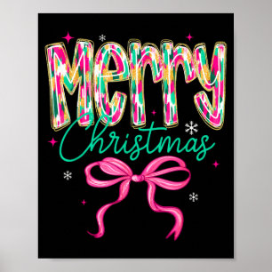 Vintage Nk Merry Christmas Coquette Bow Girl Women Poster