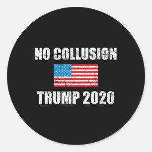 Vintage No Collusion Shirt Usa Flag Pro Trump T Sh Classic Round Sticker