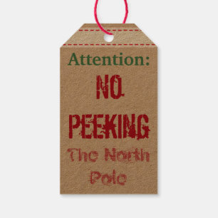 Vintage No Peeking North Pole Christmas Gift Tags