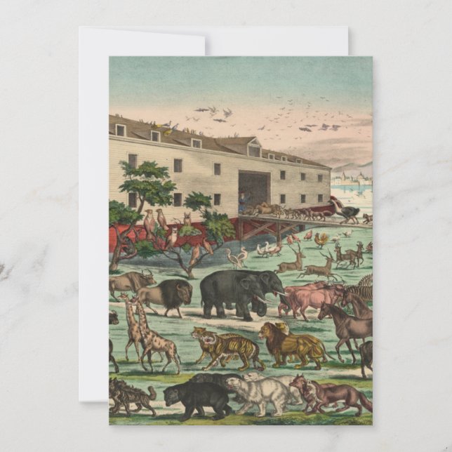 Vintage Noah's Ark Holiday Card (Front)