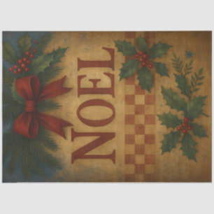 Vintage Noël Typography Christmas Art – Rustic Tissue Paper