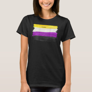 Vintage Non Binary Pride Flag Stuff Print On Back T-Shirt