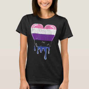 Vintage Nonbinary Genderfluid Pride Flag Heart Gen T-Shirt
