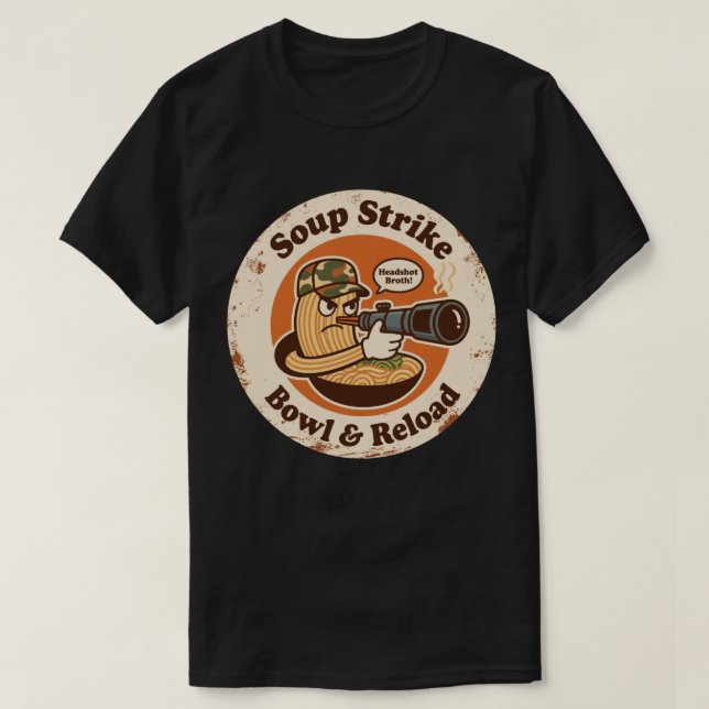 Vintage Noodle Bowl Combat Gamer Fun T-Shirt (Design Front)