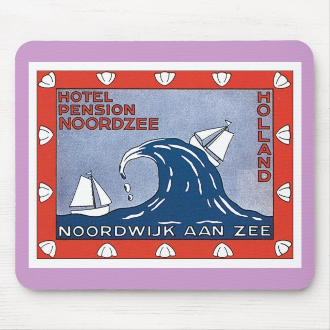 Vintage Noordwijk Aan Zee Holland Mouse Mat (Front)