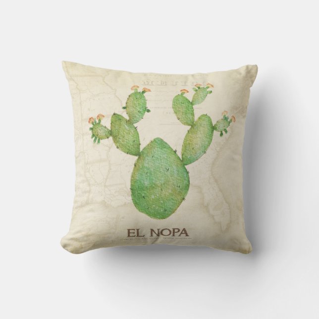 Vintage Nopal Cactus Cushion (Front)