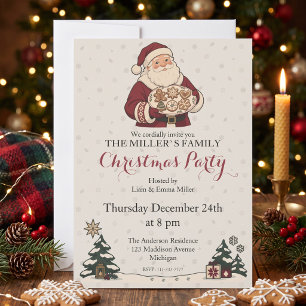 Vintage Nordic Christmas Santa Holiday Party Invitation