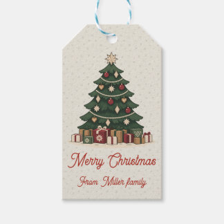 Vintage Nordic Christmas Tree Holiday Party Gift Tags
