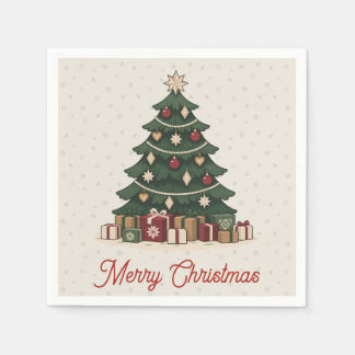 Vintage Nordic Christmas Tree Holiday Party Napkin