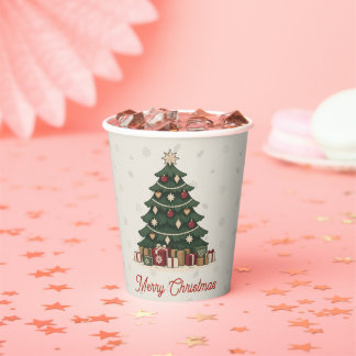 Vintage Nordic Christmas Tree Holiday Party Paper Cups