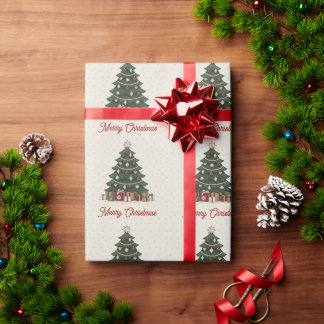 Vintage Nordic Christmas Tree Holiday Party Wrapping Paper