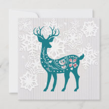 Vintage Nordic Elk with Snowflakes Personalise