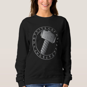 Vintage Nordic Hammer Odin Mjolnir Runes Valhalla Sweatshirt