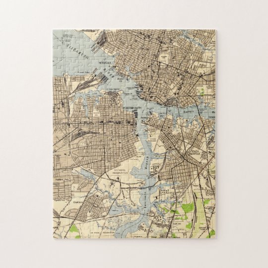 Vintage Norfolk Portsmouth Virginia Map 1944 Jigsaw Puzzle Zazzle Co Uk Vintage Norfolk Portsmouth Virginia Map 1944 Jigsaw Puzzle Zazzle Co Uk