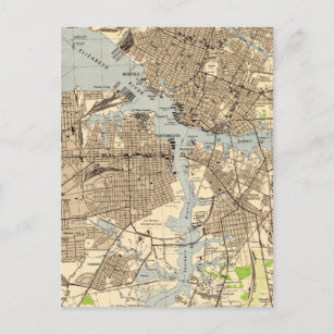 Vintage Norfolk & Portsmouth Virginia Map (1944) Postcard