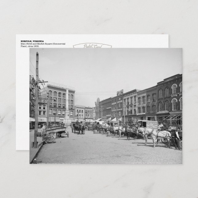 Vintage Norfolk, VA: Commercial Square (1905) Postcard (Front/Back)