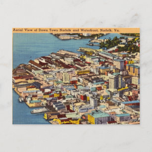 Vintage Norfolk Waterfront Aerial of Virginia Postcard