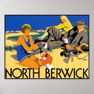 Vintage North Berwick Beach Poster