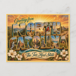 Vintage North Carolina Greeting From Postcard