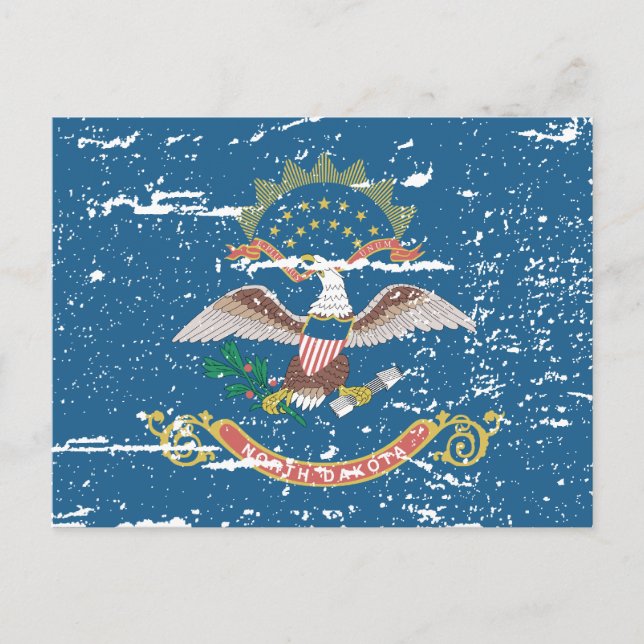 Vintage NORTH DAKOTA Flag Postcard (Front)