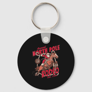 Vintage North Le Rodeo Cowboy Santa Country Christ Key Ring