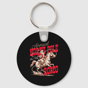 Vintage North Le Rodeo Cowboy Santa Country Christ Key Ring
