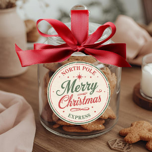 Vintage North Pole Merry Christmas Express Classic Round Sticker