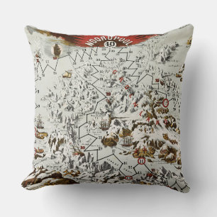 Vintage North Pole Old Antique Map World Cushion