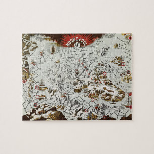 Vintage North Pole Old Antique Map World Jigsaw Puzzle