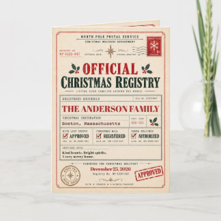 Vintage North Pole Registry Christmas Card